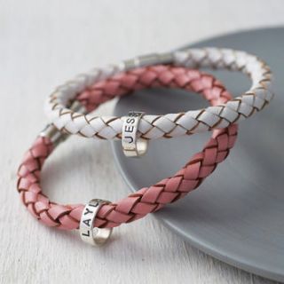 personalised leather hoop bracelet by soremi