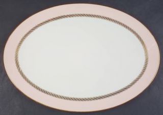Lenox China Caribbee 16 Oval Serving Platter, Fine China Dinnerware   Pink Rim,