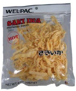 Wel Pac   Saki Ika Hot (dried squid) 4.0 Oz.  Jerky And Dried Meats  Grocery & Gourmet Food