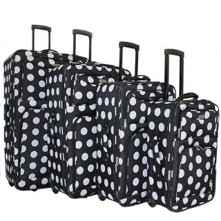 Overland Polka Dot 4 piece Expandable Wheeled Upright Luggage Set