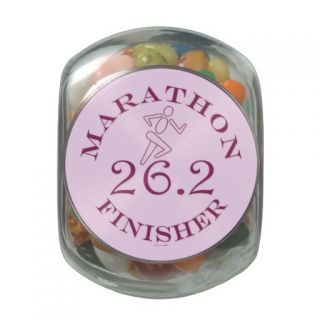 Pink Run Running Runner Marathon Finisher RND Glass Candy Jar