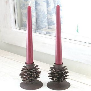 pine cone candle holders by ciel bleu