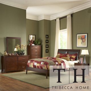 Tribecca Home Tribecca Home Filton 5 piece Faux Leather Upholstery Queen size Bedroom Set Brown Size Queen