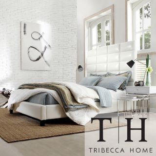 Tribecca Home Tribecca Home Sarajevo White Bonded Leather High Profile Tufted Queen size Bed White Size Queen
