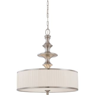 Candice Nickel And Flat Pleated White Shade 3 light Pendant