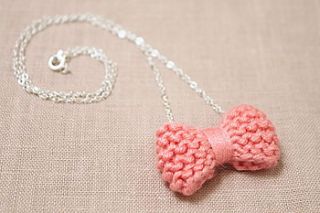 knitted bow tie necklace pastel by jessica joy