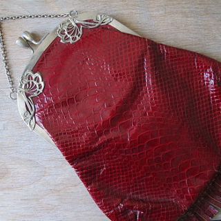 vintage red fringed flapper bag by ava mae designs
