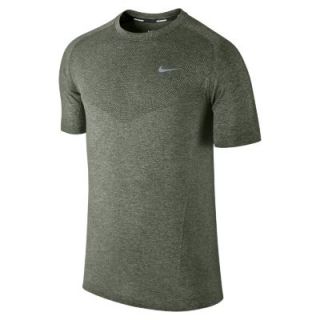 Nike Dri FIT Knit Short Sleeve Mens Running Shirt   Iron Green