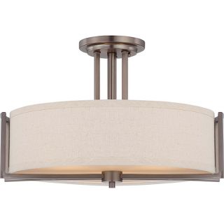 Gemini Bronze And Khaki Fabric Shade 3 light Semi Flush Fixture