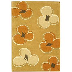 Handmade Soho Daisy Gold New Zealand Wool Rug (2 X 3)