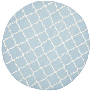 Safavieh Hand woven Moroccan Dhurrie Light Blue/ Ivory Wool Rug (8 Round)