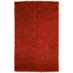 Hand woven Red Vivid Soft Shag Rug (36 X 56)