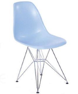 Molded Plastic Side Chair With Eiffel Metal Base   Blue   Dining Chairs