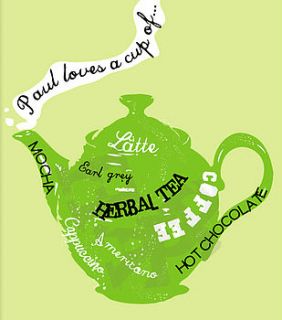 personalised i love tea print by olivia sticks with layla