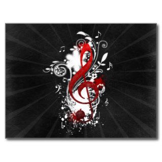 Cool Music notes dotted swirls flowers splatter Post Cards