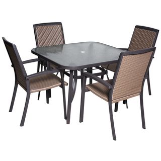 California Casual St. Charles Wine Wicker Dining Set Black Size 5 Piece Sets