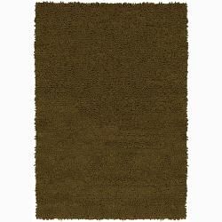 Handwoven Brown Mandara New Zealand Wool Shag Rug (5 X 76)