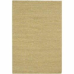Handwoven Yellow/white Mandara New Zealand Wool Rug (79 X 106)