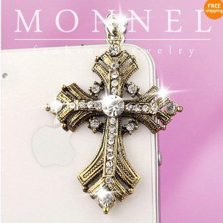 ip405 Cute Crystal Cross Anti Dust Plug Cover Charm for iPhone Android 3.5mm Cell Phones & Accessories