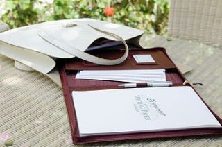 a4 leather zipped writing case by oh so cherished