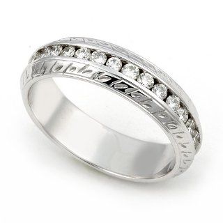 14k White Gold Channel set Diamond Eternity Wedding Band Ring (G H/VS, 3/5 ct.) Juno Jewelry Jewelry