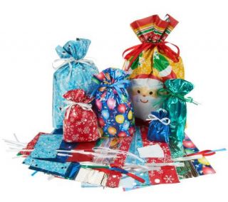 Kringle Express 52 Piece E Z Drawstring Holiday Gift Bag Set —