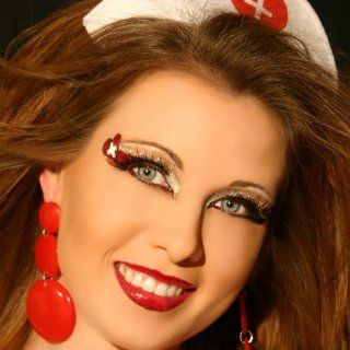 First Aid Xotic Eyes Silver Red Glitter Eye Paint Sexy Nurse Costume Accessory  Fake Eyelashes And Adhesives  Beauty