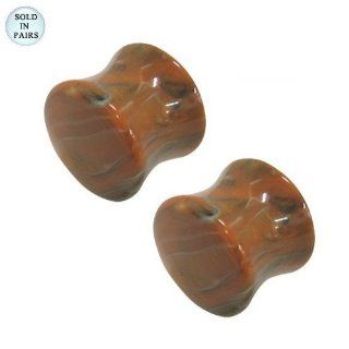 Large Gauge Orange Marble Style Ear Plug   12mm   1/2" Inch Jewelry