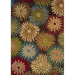 Brown/ Blue Floral Transitional Area Rug (310 X 55)