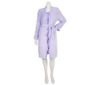 Carole Hochman Baby Terry Robe and Dotty Cotton Chemise Gown Set —