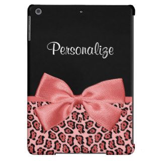 Chic Coral Pink and Black Jaguar Print Cayenne Bow Case For iPad Air