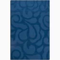 Hand tufted Mandara Blue on blue Floral Wool Rug (5 X 76)