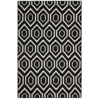 Contemporary Moroccan Dhurrie Black/ivory Wool Rug (5 X 8)