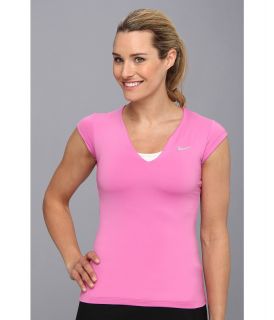 Nike Pure Tennis Top Womens Short Sleeve Pullover (Pink)