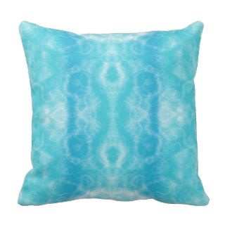 Aqua blue tie dye pattern throw pillow