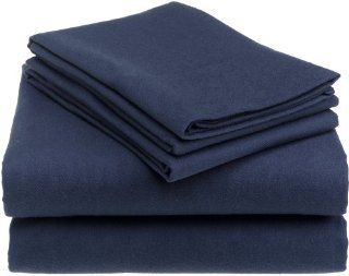 Pinzon 200 Gram Supima Flannel California King Sheet Set, Navy Blue  