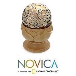 Handcrafted Brass and Silver 'Peace' Sphere Sculpture (Indonesia) Novica Accent Pieces