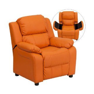 Shop Deluxe Heavily Padded Contemporary Orange Vinyl Kids Recliner with Storage Arms [Bt 7985 kid orange gg] at the  Furniture Store