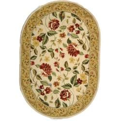 Hand hooked Chelsea Gardens Ivory Wool Rug (76 X 96 Oval)