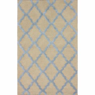 Hand hooked Alexa Moroccan Trellis Light Blue Wool Rug (5 X 8)