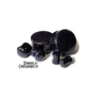 Pair Organic Blue Goldstone Stone Double Flared Plugs 0 Gauge (8mm) Diablo Organics Jewelry