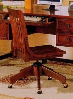 Armless Wood Desk Chair With Casters  