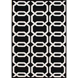 Hand tufted Floridly Contemporary Black Wool Rug (8 X 10)