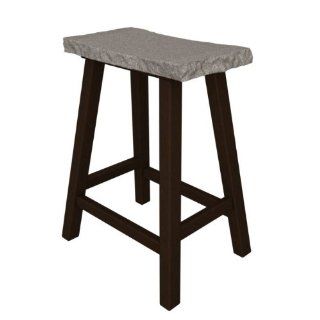 Pack of 2 Recycled Tuscan Granite Patio Counter Bar Stools   Chocolate Brown  Barstools  Patio, Lawn & Garden