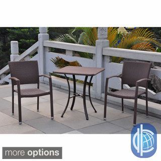International Caravan Barcelona Resin Wicker/aluminum 28 inch Square Bistro Table With 2 Armchairs
