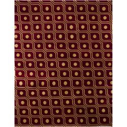 Hand knotted Gold/burgunday Mandara New Zealand Wool Rug (8 X 10)