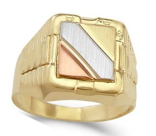 Men's Ring 14k Multi Tone Gold Rolex Band Jewel Tie Jewelry