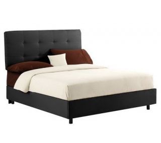 King Tufted Ultra Microsuede Upholstered Bed —