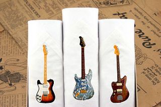 box of three men's guitar hankies by tamielle