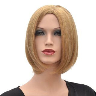 Classic Women Short Light Brown Wig Half Golden Wig For Party  Hair Replacement Wigs  Beauty